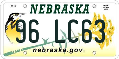 NE license plate 96LC63