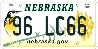 NE license plate 96LC66