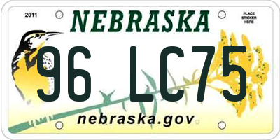NE license plate 96LC75