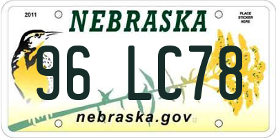 NE license plate 96LC78