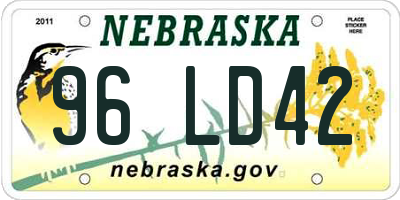 NE license plate 96LD42