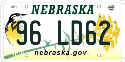 NE license plate 96LD62