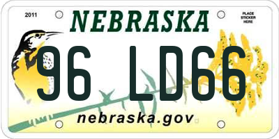 NE license plate 96LD66
