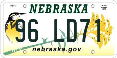 NE license plate 96LD71