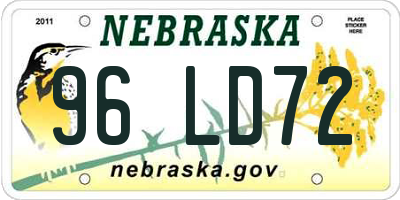 NE license plate 96LD72