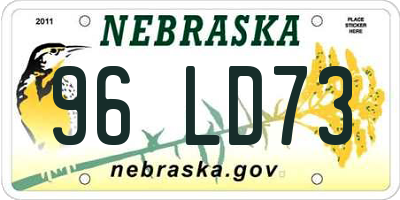 NE license plate 96LD73