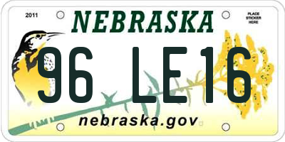 NE license plate 96LE16