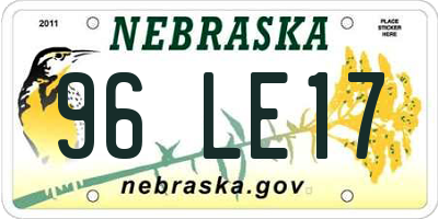 NE license plate 96LE17