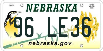 NE license plate 96LE36