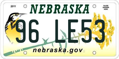 NE license plate 96LE53