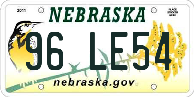 NE license plate 96LE54