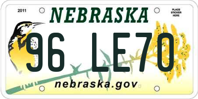 NE license plate 96LE70