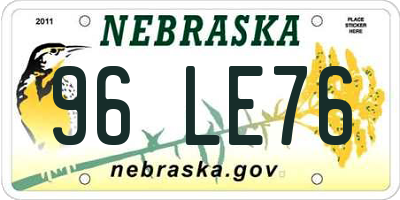 NE license plate 96LE76
