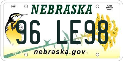 NE license plate 96LE98