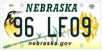 NE license plate 96LF09