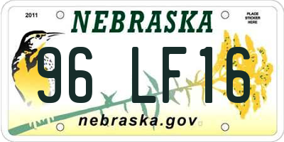 NE license plate 96LF16