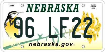 NE license plate 96LF22