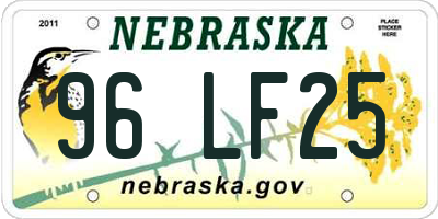 NE license plate 96LF25