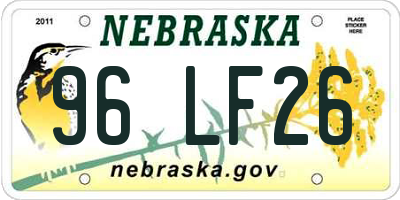 NE license plate 96LF26
