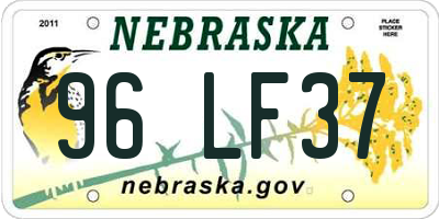 NE license plate 96LF37
