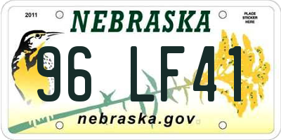 NE license plate 96LF41