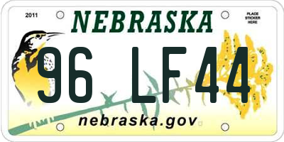 NE license plate 96LF44