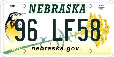 NE license plate 96LF58