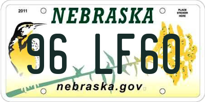 NE license plate 96LF60
