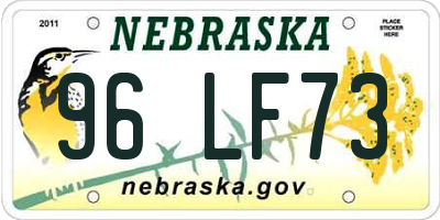 NE license plate 96LF73
