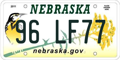 NE license plate 96LF77