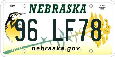 NE license plate 96LF78