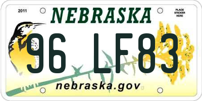 NE license plate 96LF83