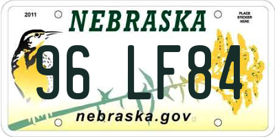 NE license plate 96LF84