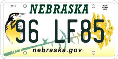 NE license plate 96LF85