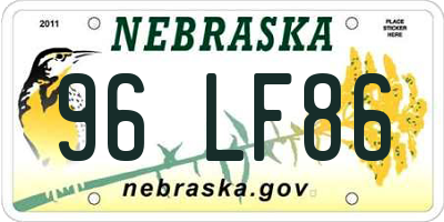 NE license plate 96LF86