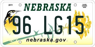 NE license plate 96LG15