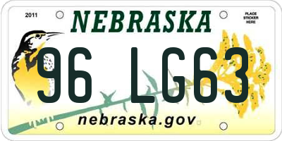 NE license plate 96LG63