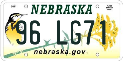 NE license plate 96LG71