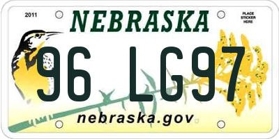 NE license plate 96LG97