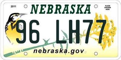 NE license plate 96LH77