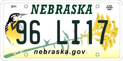 NE license plate 96LI17
