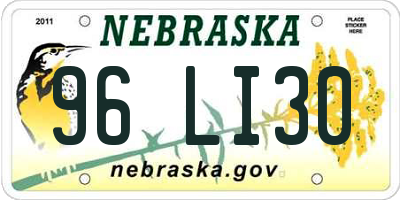 NE license plate 96LI30