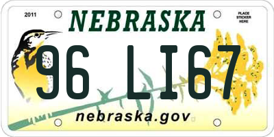 NE license plate 96LI67