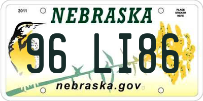 NE license plate 96LI86