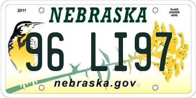 NE license plate 96LI97