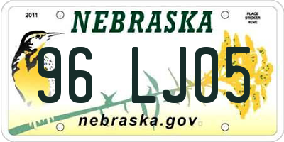 NE license plate 96LJ05