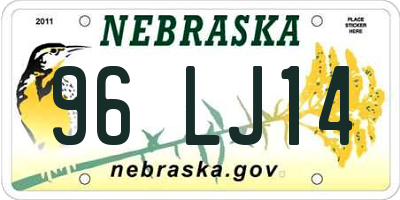 NE license plate 96LJ14