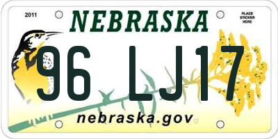NE license plate 96LJ17