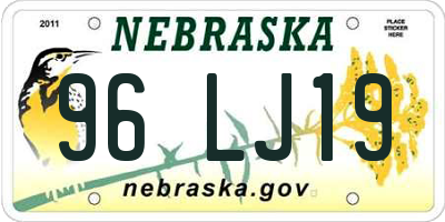 NE license plate 96LJ19