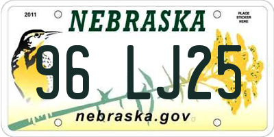 NE license plate 96LJ25
